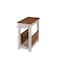 Alaterre Furniture Savannah Chairside Magazine End Table with Pull-out Shelf, Ivory with Natural Wood Top ASVA25IVW - alternate 3